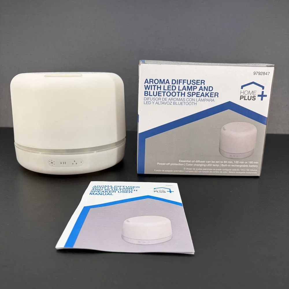 Home Plus Aroma Diffuser White LED Color Lights Bluetooth Speaker 9792847‎